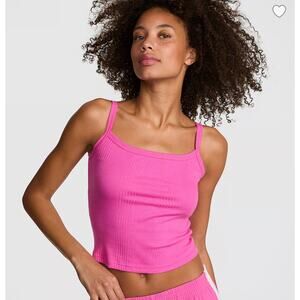 Victoria’s Secret PINK Ribbed Cami Top Cropped Medium NEW